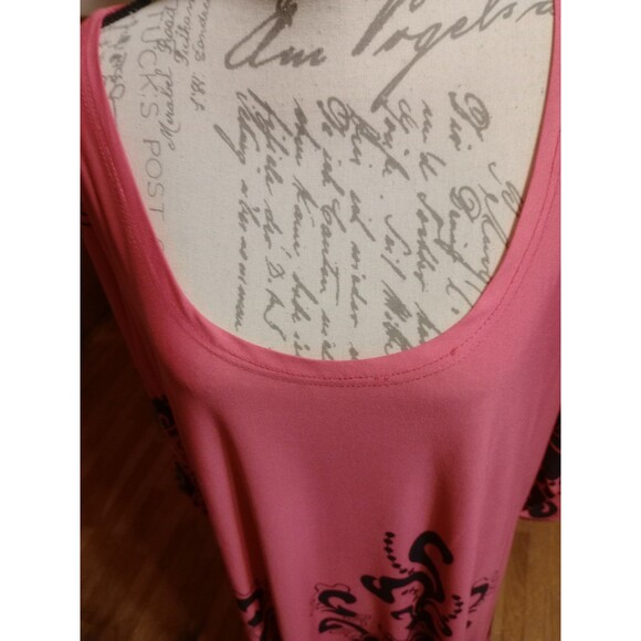 White Mark Red & Black Tunic Pullover Sz 3X Handkerchief Hem Boho Blouse Top - Picture 2 of 7